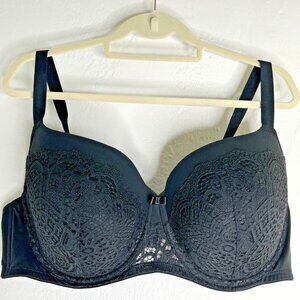 Auden 46DD Lightly Lined Balconette Bra Black Lace
